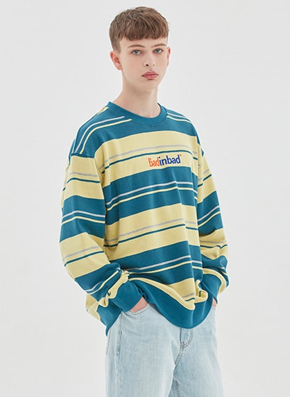 ベドインベド(BADINBAD)MULTI STRIPED SWEATSHIRT_BLUE GREEN
