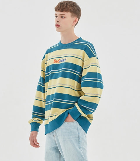 ベドインベド(BADINBAD)MULTI STRIPED SWEATSHIRT_BLUE GREEN