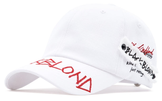 ブラックブロンド(BLACKBLOND) BBD Slogan Patch Graffiti Logo Cap (White)