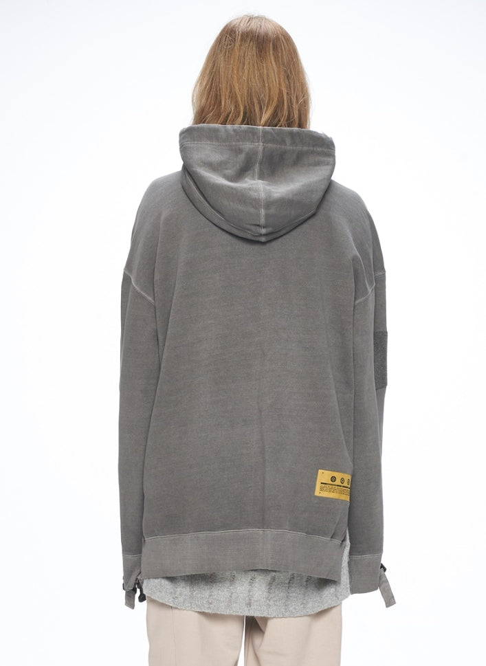 オベルー(OVERR) 20SS VELCRO PIGMENT GRAY HOODIE