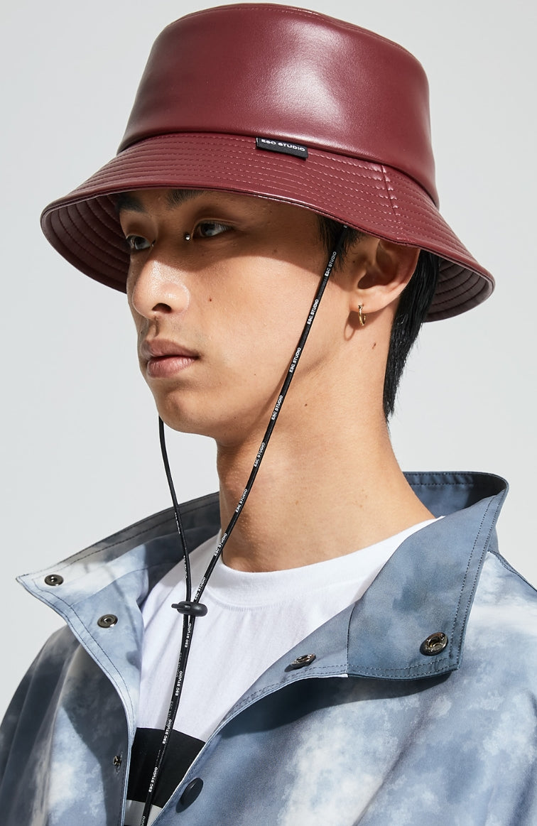 イーエスシースタジオ(ESC STUDIO) Leather bucket hat (burgundy)