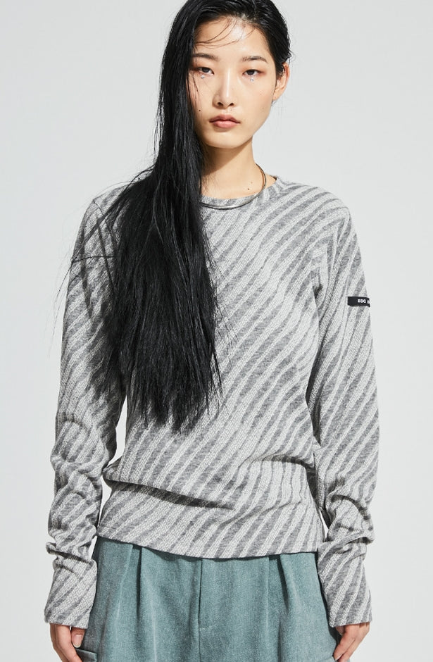 イーエスシースタジオ(ESC STUDIO)  Oblique pattern long sleeves (grey)