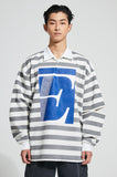 イーエスシースタジオ(ESC STUDIO)  Stripe over size polor shirt (grey)