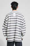 イーエスシースタジオ(ESC STUDIO)  Stripe over size polor shirt (grey)
