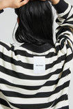 イーエスシースタジオ(ESC STUDIO)  Stripe over size polor shirt (black)