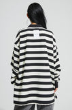 イーエスシースタジオ(ESC STUDIO)  Stripe over size polor shirt (black)