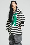 イーエスシースタジオ(ESC STUDIO)  Stripe over size polor shirt (black)