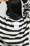 イーエスシースタジオ(ESC STUDIO)  Stripe over size polor shirt (black)