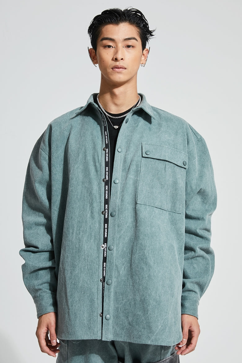 イーエスシースタジオ(ESC STUDIO)  Denim pocket shirt (mint)