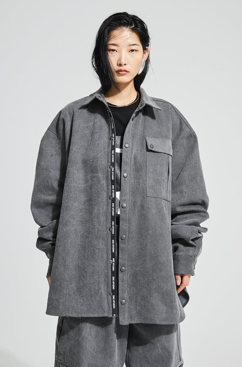 イーエスシースタジオ(ESC STUDIO)  Denim pocket shirt (grey)