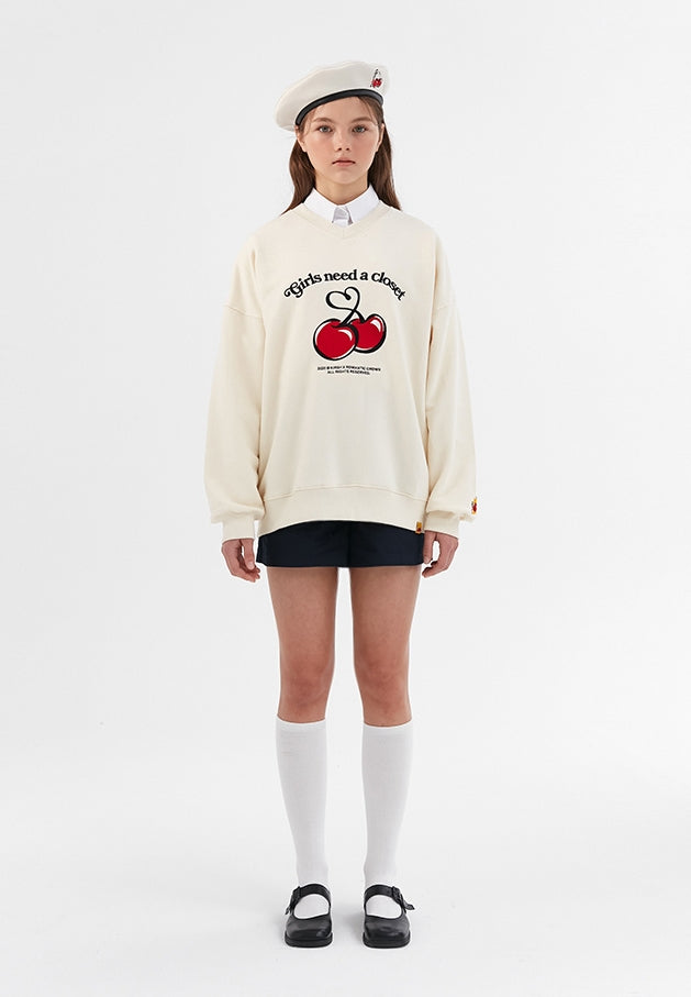 ロマンティッククラウン(ROMANTIC CROWN) [KIRSH X RMTCRW]GNAC CHERRY SWEAT SHIRT_OATMEAL