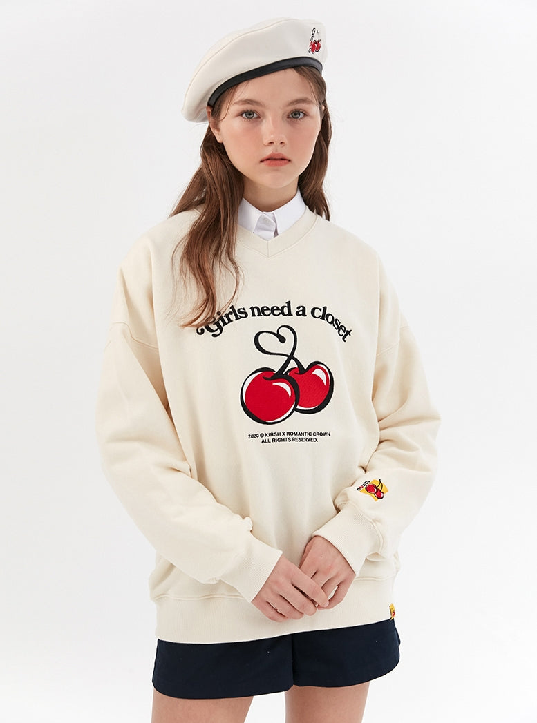 ロマンティッククラウン(ROMANTIC CROWN) [KIRSH X RMTCRW]GNAC CHERRY SWEAT SHIRT_OATMEAL