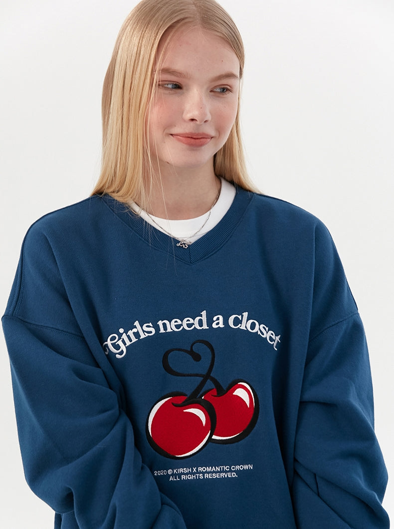 ロマンティッククラウン(ROMANTIC CROWN) [KIRSH X RMTCRW]GNAC CHERRY SWEAT SHIRT_BLUE