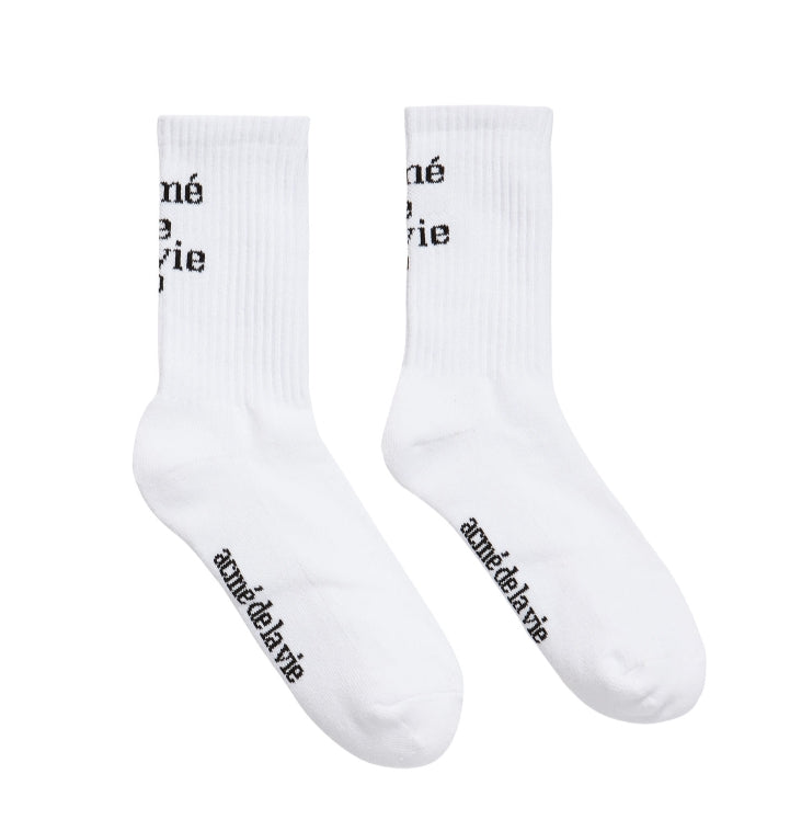 アクメドラビ(acme' de la vie) ADLV BACK POINT LOGO SOCKS WHITE