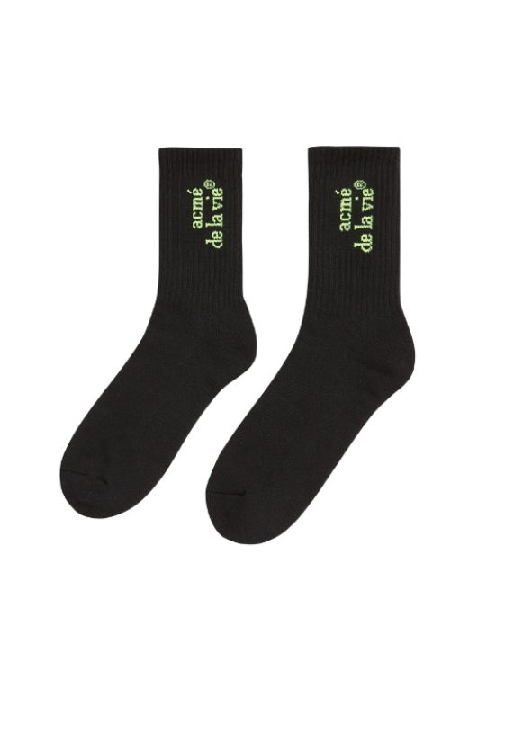 アクメドラビ(acme' de la vie) ADLV SIDE NEON LOGO SOCKS BLACK
