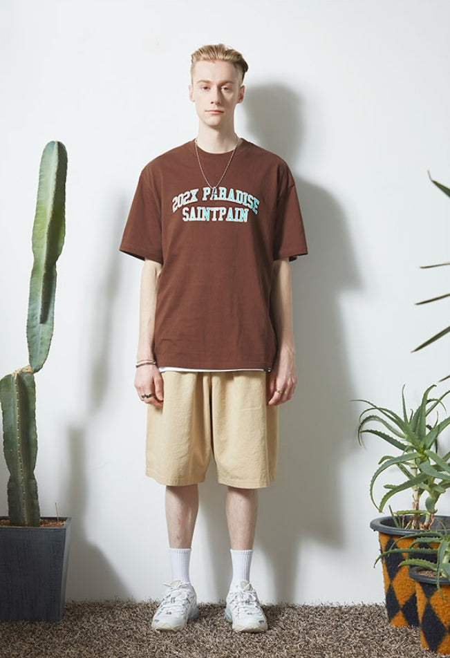 セイントペイン(SAINTPAIN) SP LEAGUE LOGO TEE-BROWN