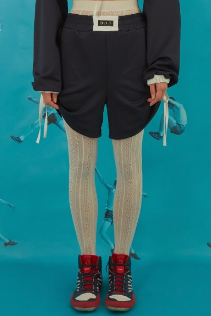 オクトーバーサード(Oct.3) ] Ribbon Jersey Short Pants [Navy]