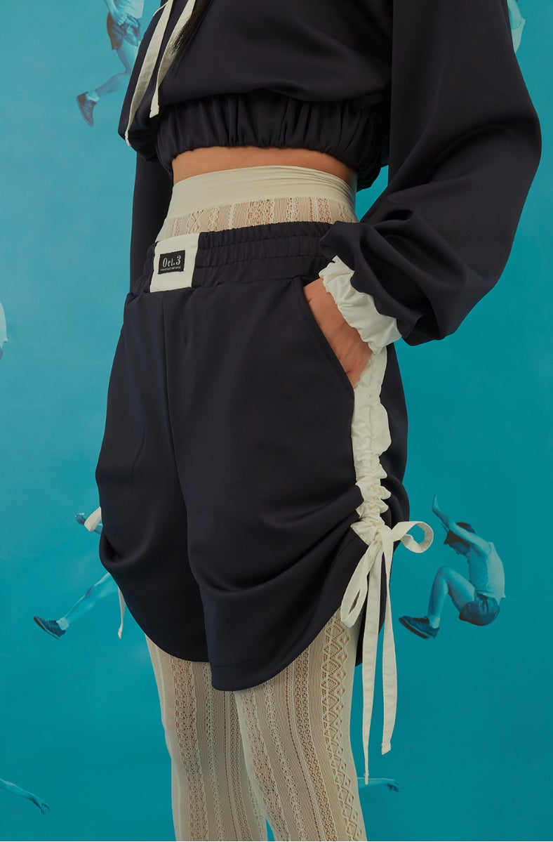 オクトーバーサード(Oct.3) ] Ribbon Jersey Short Pants [Navy]