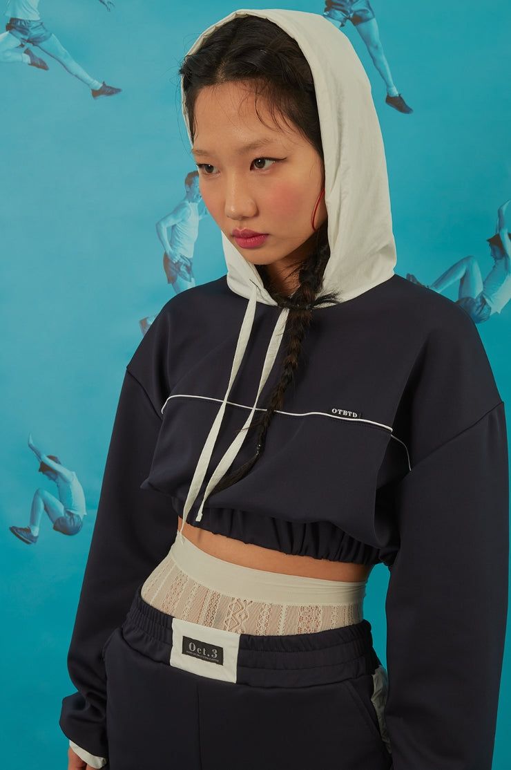 オクトーバーサード(Oct.3) Jersey Cropped Hoodie [Navy]