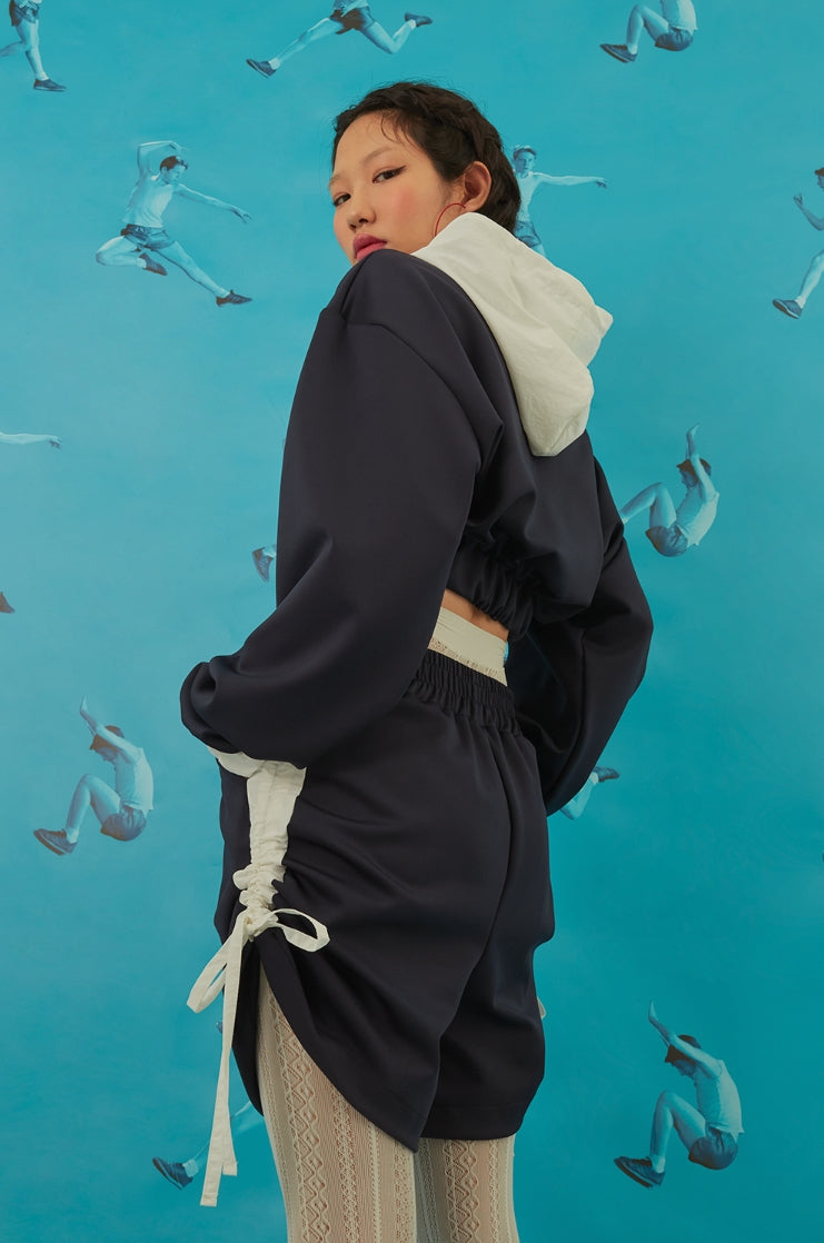 オクトーバーサード(Oct.3) Jersey Cropped Hoodie [Navy]