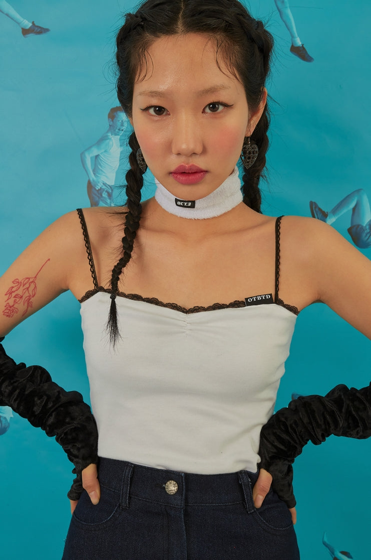 オクトーバーサード(Oct.3) Lace Shirring Sleeveless [White]