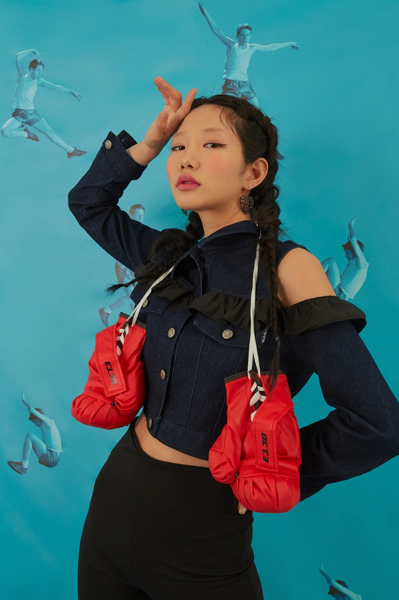 オクトーバーサード(Oct.3) Frill Off-Shoulder Denim Jacket [Navy]