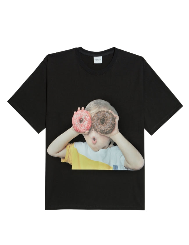 アクメドラビ(acme' de la vie) ADLV BABY FACE SHORT SLEEVE T-SHIRT BLACK DONUTS