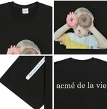 アクメドラビ(acme' de la vie) ADLV BABY FACE SHORT SLEEVE T-SHIRT BLACK DONUTS
