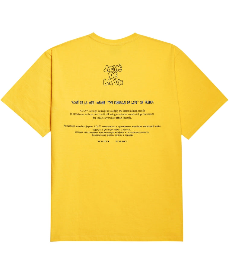 アクメドラビ(acme' de la vie) ADLV EMBOSSING LOGO SHORT SLEEVE T-SHIRT YELLOW