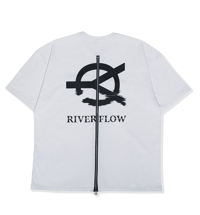オーワイ(OY) RIVER FLOW LOGO ZIPPER T-WHITE