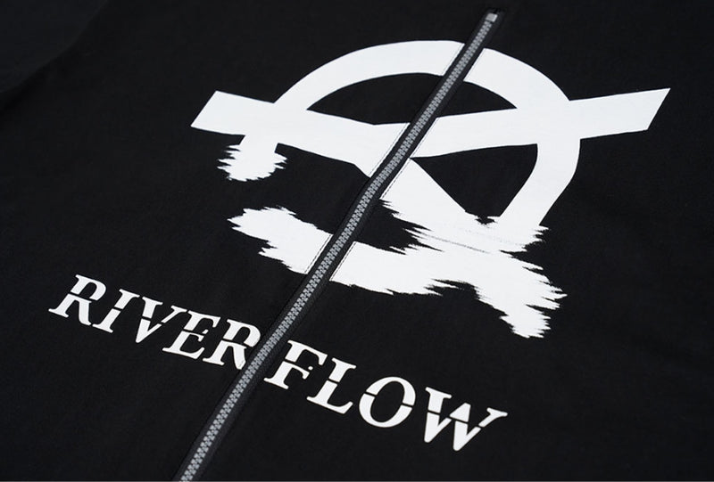 オーワイ(OY) RIVER FLOW LOGO ZIPPER T-BLACK