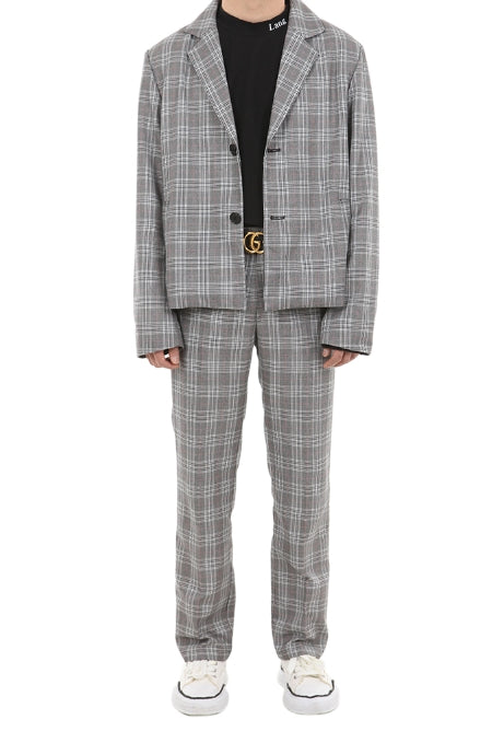 ランベルシオ(LANG VERSIO) 234 check semi-wide slacks