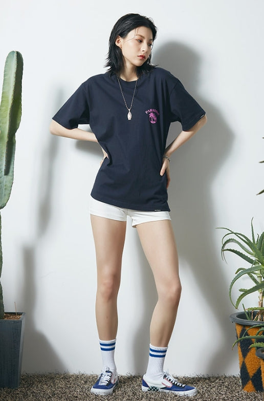 セイントペイン(SAINTPAIN) SP PALM TREE TEE-NAVY