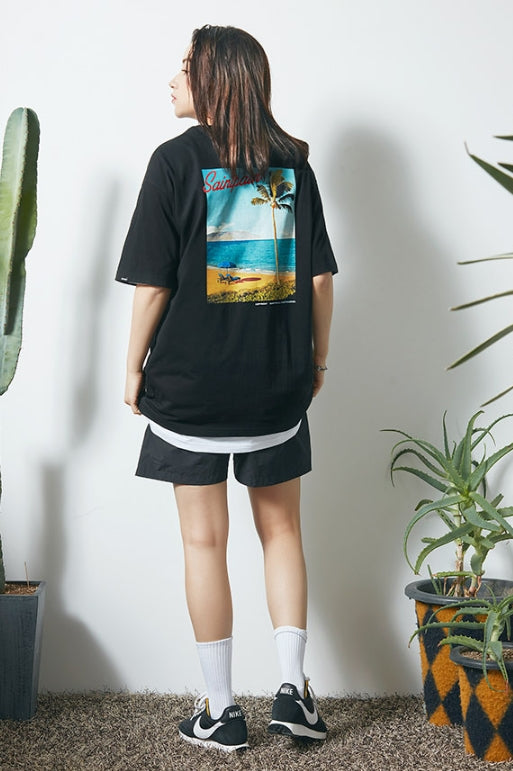 セイントペイン(SAINTPAIN) SP SEASIDE PALM TREE TEE-BLACK