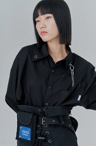 オージーオーディー(OZOD) CHAIN BIG SHIRTS_black