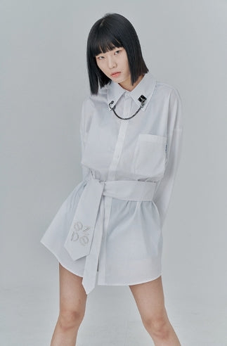 オージーオーディー(OZOD) CHAIN BIG SHIRTS_white
