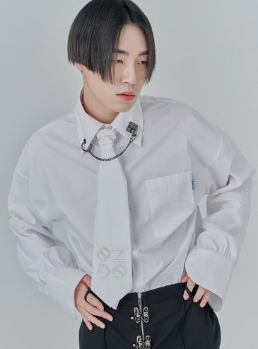 オージーオーディー(OZOD) CHAIN BIG SHIRTS_white