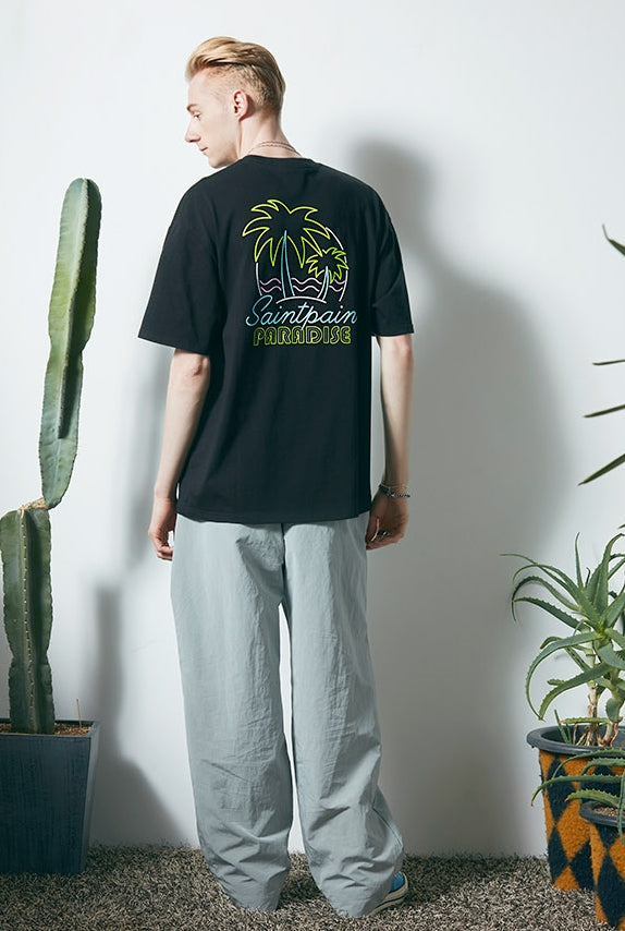 セイントペイン(SAINTPAIN) SP NEON PALM TREE TEE-BLACK