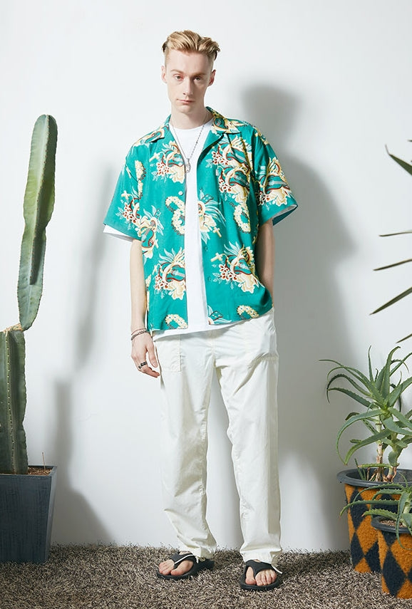 セイントペイン(SAINTPAIN) SP UKULELE FLOWER HAWAIIAN SHIRTS-GREEN