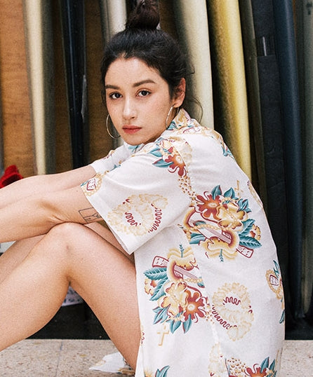 セイントペイン(SAINTPAIN) SP UKULELE FLOWER HAWAIIAN SHIRTS-WHITE