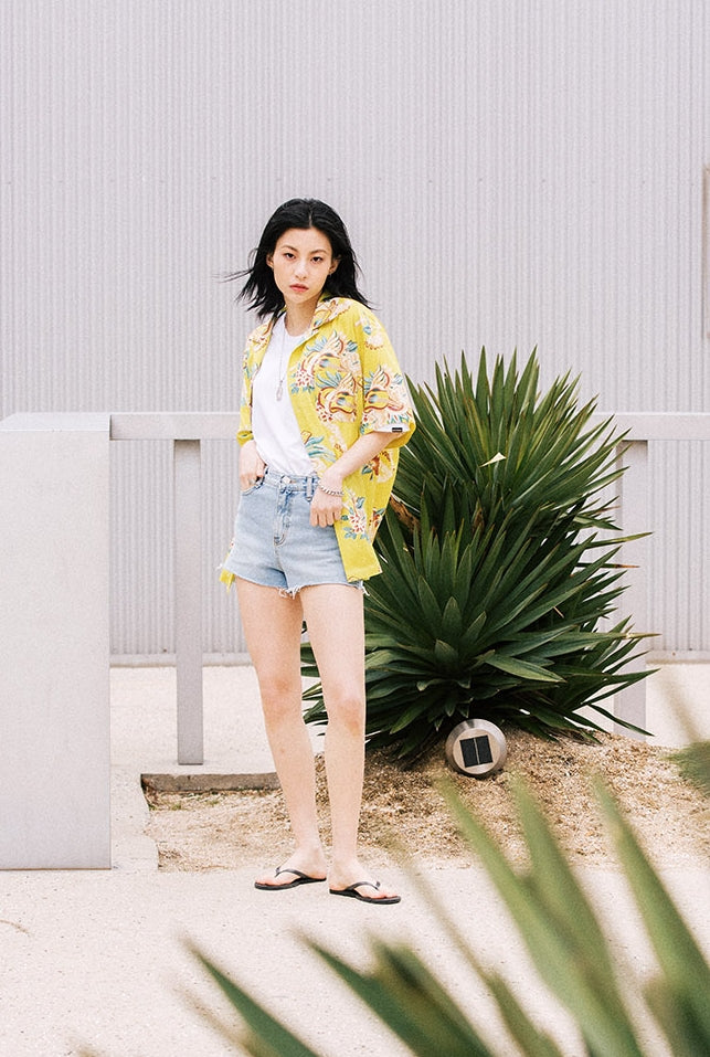 セイントペイン(SAINTPAIN) SP UKULELE FLOWER HAWAIIAN SHIRTS-MUSTARD