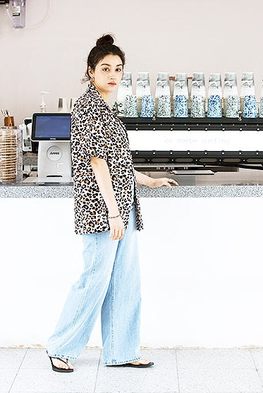 セイントペイン(SAINTPAIN) SP LEOPARD OPEN COLLAR SHIRTS-WHITE