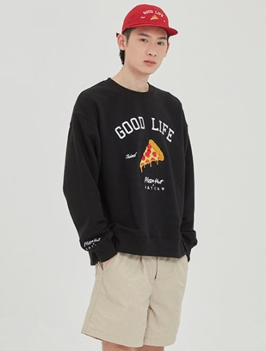 ロマンティッククラウン(ROMANTIC CROWN) [PIZZAHUT X RMTCRW]GOOD LIFE SWEAT SHIRT_BLACK
