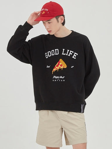 ロマンティッククラウン(ROMANTIC CROWN) [PIZZAHUT X RMTCRW]GOOD LIFE SWEAT SHIRT_BLACK