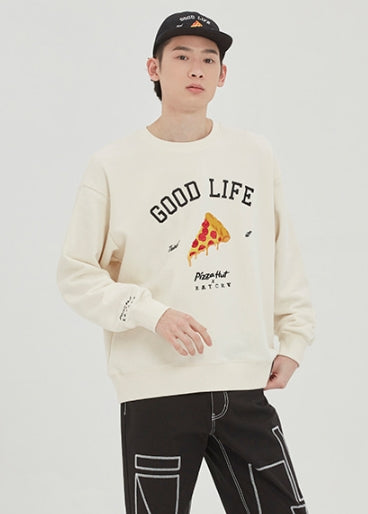 ロマンティッククラウン(ROMANTIC CROWN) [PIZZAHUT X RMTCRW]GOOD LIFE SWEAT SHIRT_OATMEAL
