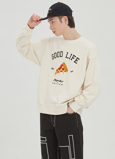 ロマンティッククラウン(ROMANTIC CROWN) [PIZZAHUT X RMTCRW]GOOD LIFE SWEAT SHIRT_OATMEAL
