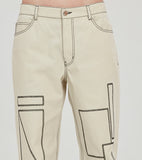 ロマンティッククラウン(ROMANTIC CROWN) SQUARE PATTERN COTTON PANTS_OATMEAL