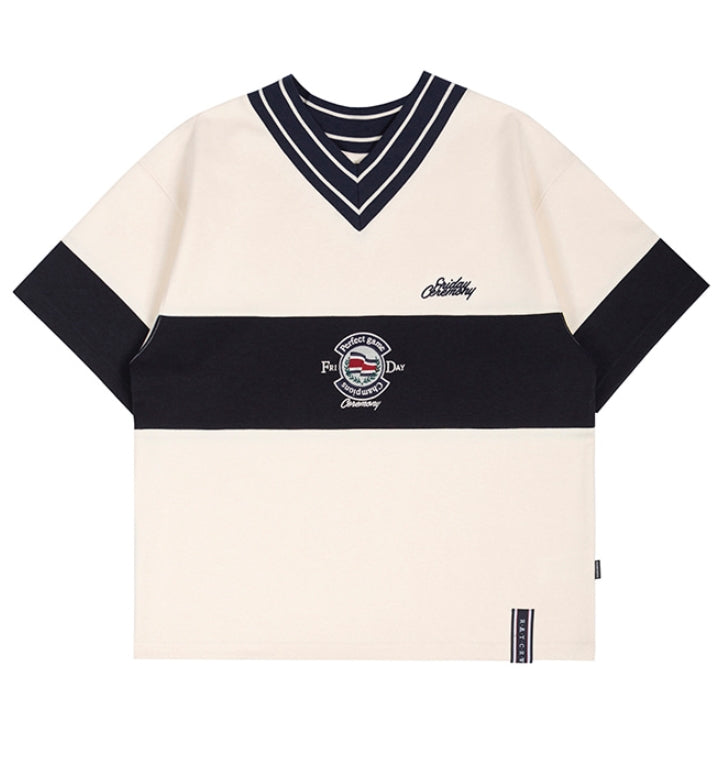 ロマンティッククラウン(ROMANTIC CROWN) PERFECT GAME V NECK JERSEY_OATMEAL