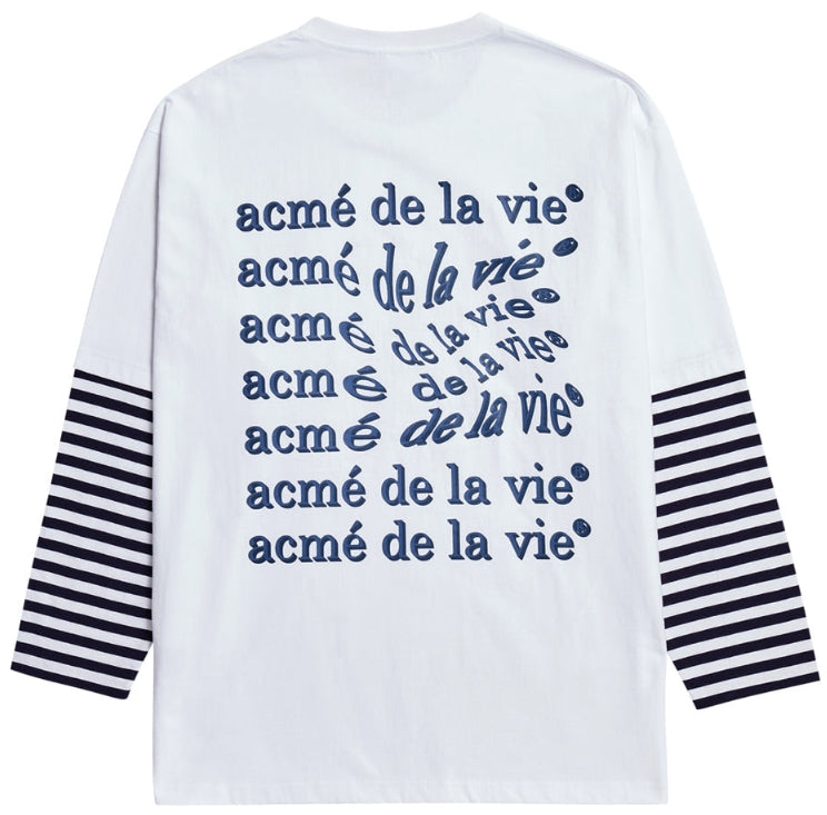 アクメドラビ(acme' de la vie) ADLV STRIPE LAYERED LONG SLEEVE T-SHIRT WHITE