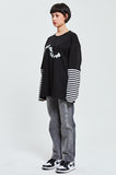 アクメドラビ(acme' de la vie) ADLV STRIPE LAYERED LONG SLEEVE T-SHIRT BLACK